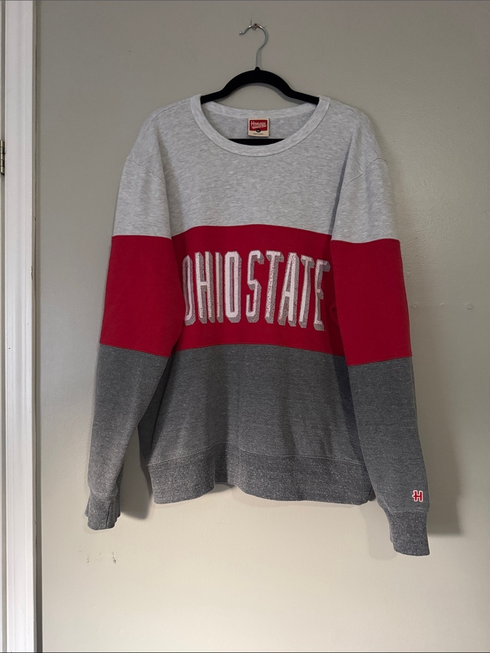 HOMAGE Gray and Red Crewneck Sweatshirt